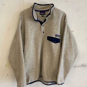 Patagonia Synchilla Cream and Purple Pullover